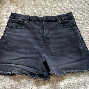 American Eagle Size 16 Black Stretch High Waisted Denim Jean Shorts